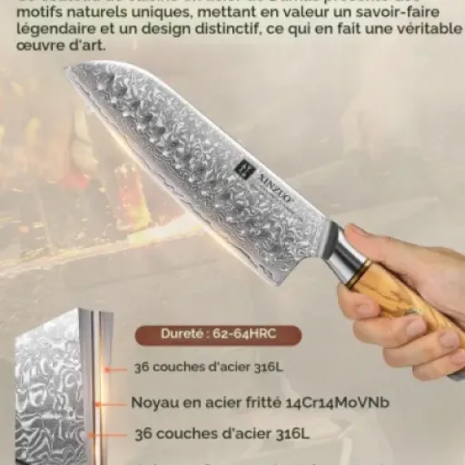 Test XINZUO Santoku Damas 18,2 cm : un couteau qui coupe vraiment très fort, mais pas parfait