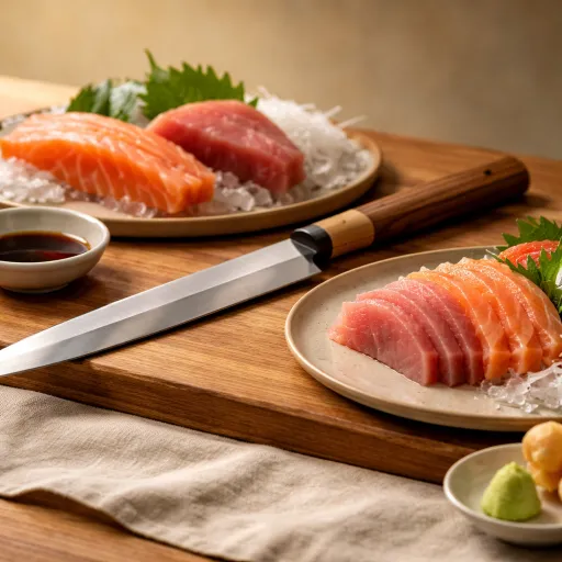 Un couteau sashimi japonais long pour une découpe de poisson d’exception