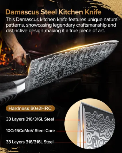 Ensemble de Bloc de Couteaux 7 Pièces en Acier Damas, Professionnel Chef Santoku Trancher Universel Paring,Ciseaux de Cuisine Multifonctionnel, Pakkawood Poignée -Ya Série 7 Pièces Ensemble de Couteaux de Cuisine