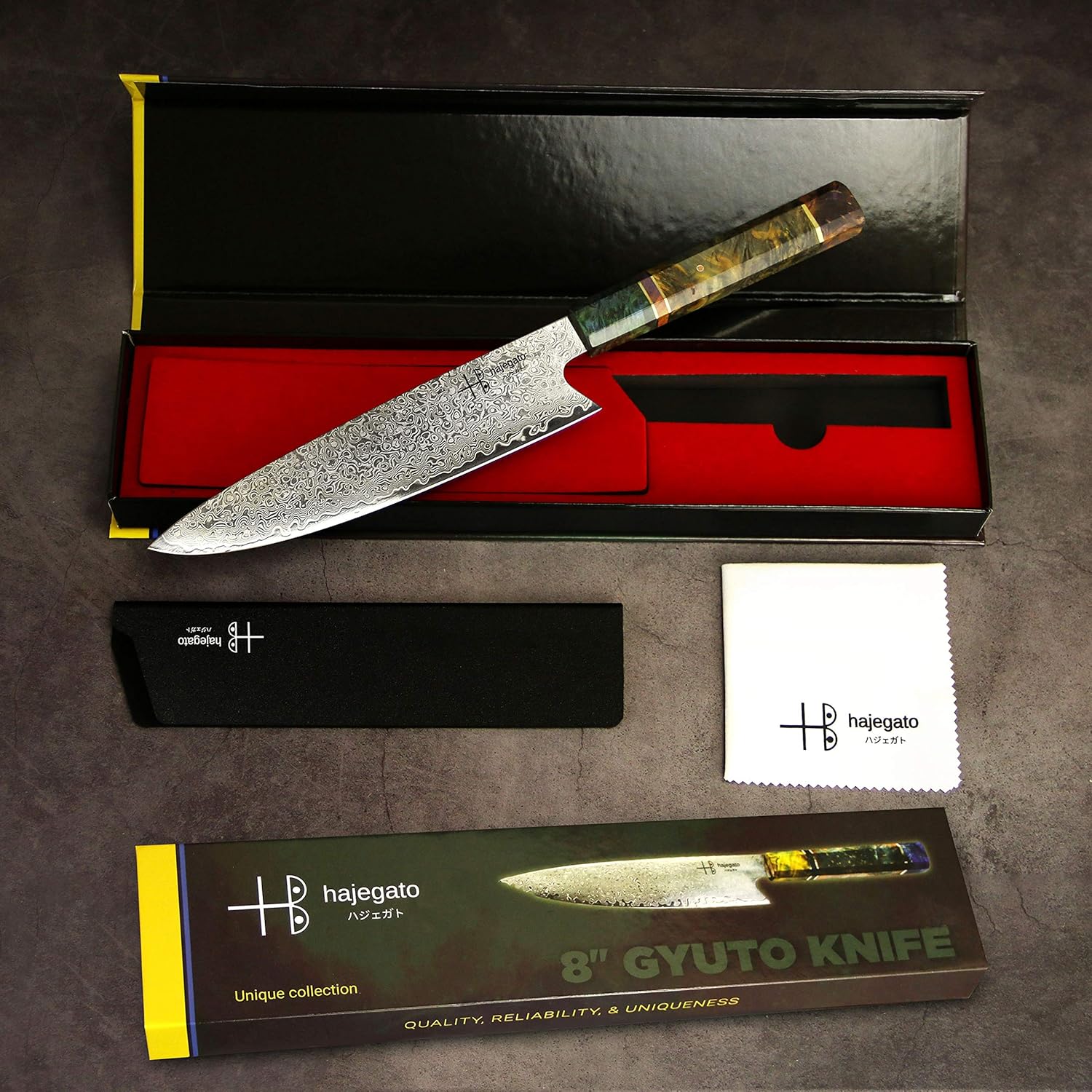 Couteau de Chef Damascus Unique en Son Genre de poignée Professionnel Couteau de Cuisine de Chefs Japonais VG10 Haute qualité 67 Couches Couteau Damas avec Sheath (Gyuto 8") 20 cm