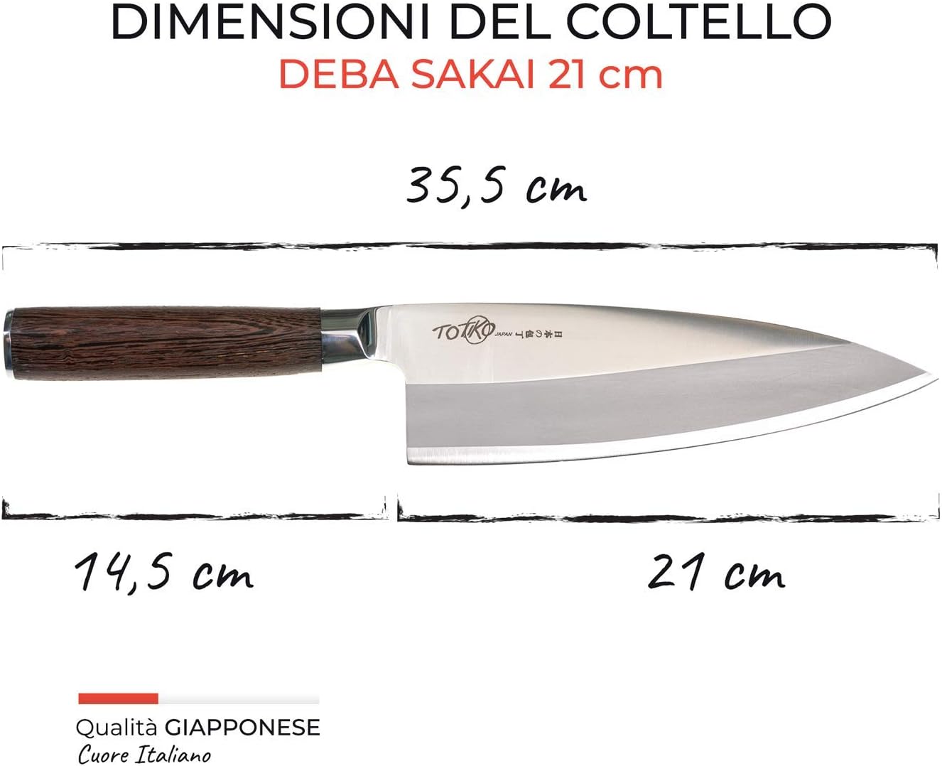Japan Knives, Couteau de cuisine professionnel japonais, DEBA SAKAI 21 CM - 7 INCH