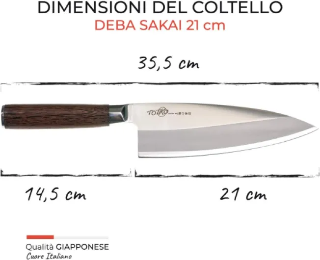Japan Knives, Couteau de cuisine professionnel japonais, DEBA SAKAI 21 CM - 7 INCH