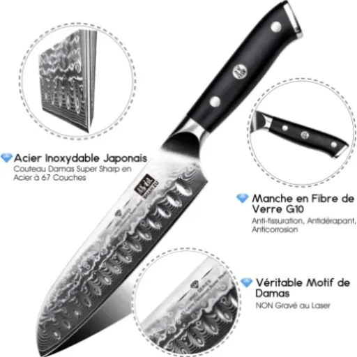 Test SHAN ZU Santoku Damas 18 cm : un vrai bon couteau de cuisine pour passer un cap sans se ruiner