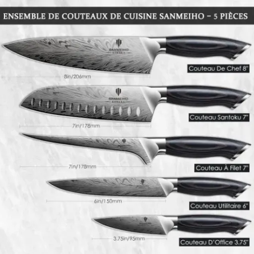 Test SANMEIHO Set de Couteaux de Cuisine Professionnels 5 Pièces : un kit bien tranchant sans trop de blabla