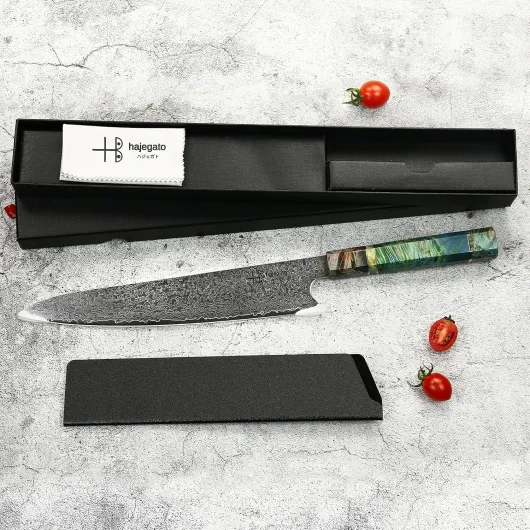 Couteau de chef japonais Gyuto avec manche unique en son genre, 25,4 cm, couteau de cuisine VG10, 67 couches en acier de Damas