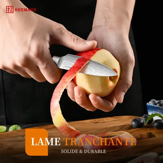 Couteau Cuisine d'Office 9 cm, Couteau de Cuisine Professionnel avec Fourreau de Lame, Couteaux en Acier Inoxydable pour Éplucher et Découper Fruit