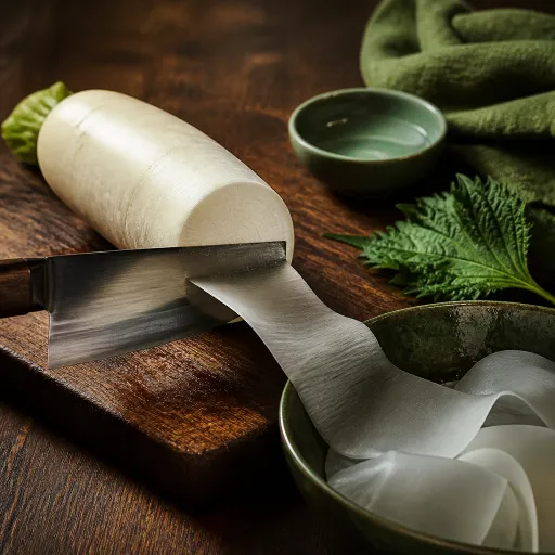 Katsuramuki : la technique de coupe qui transforme un radis en feuille de papier