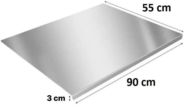 ZeroInox Planche à découper en acier inoxydable professionnel (toutes les tailles) Prof.60 cm plan de travail cuisine usage alimentaire plongeur pour pétrir Pain Pizza Fermi antidérapant (L90 x P55 x