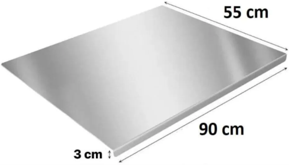 ZeroInox Planche à découper en acier inoxydable professionnel (toutes les tailles) Prof.60 cm plan de travail cuisine usage alimentaire plongeur pour pétrir Pain Pizza Fermi antidérapant (L90 x P55 x
