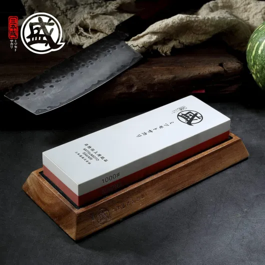 Pierre a Aiguiser Japonaise, Aiguiseur Couteaux Professionnel 1000/3000 Grit, Aiguiseur Couteaux Base en Bambou Antidérapante pour Sièges