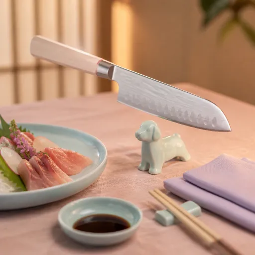 Quand le porte couteau chien sublime les couteaux japonais à table