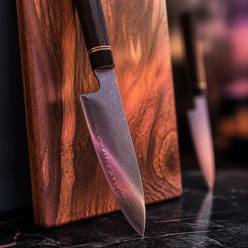 La planche à découper en bois debout, scène idéale pour couteaux japonais d’exception