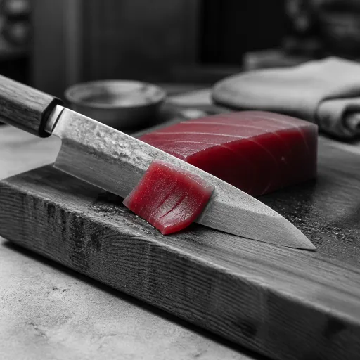 Quand la planche à découper en bois massif artisanale sublime les couteaux japonais